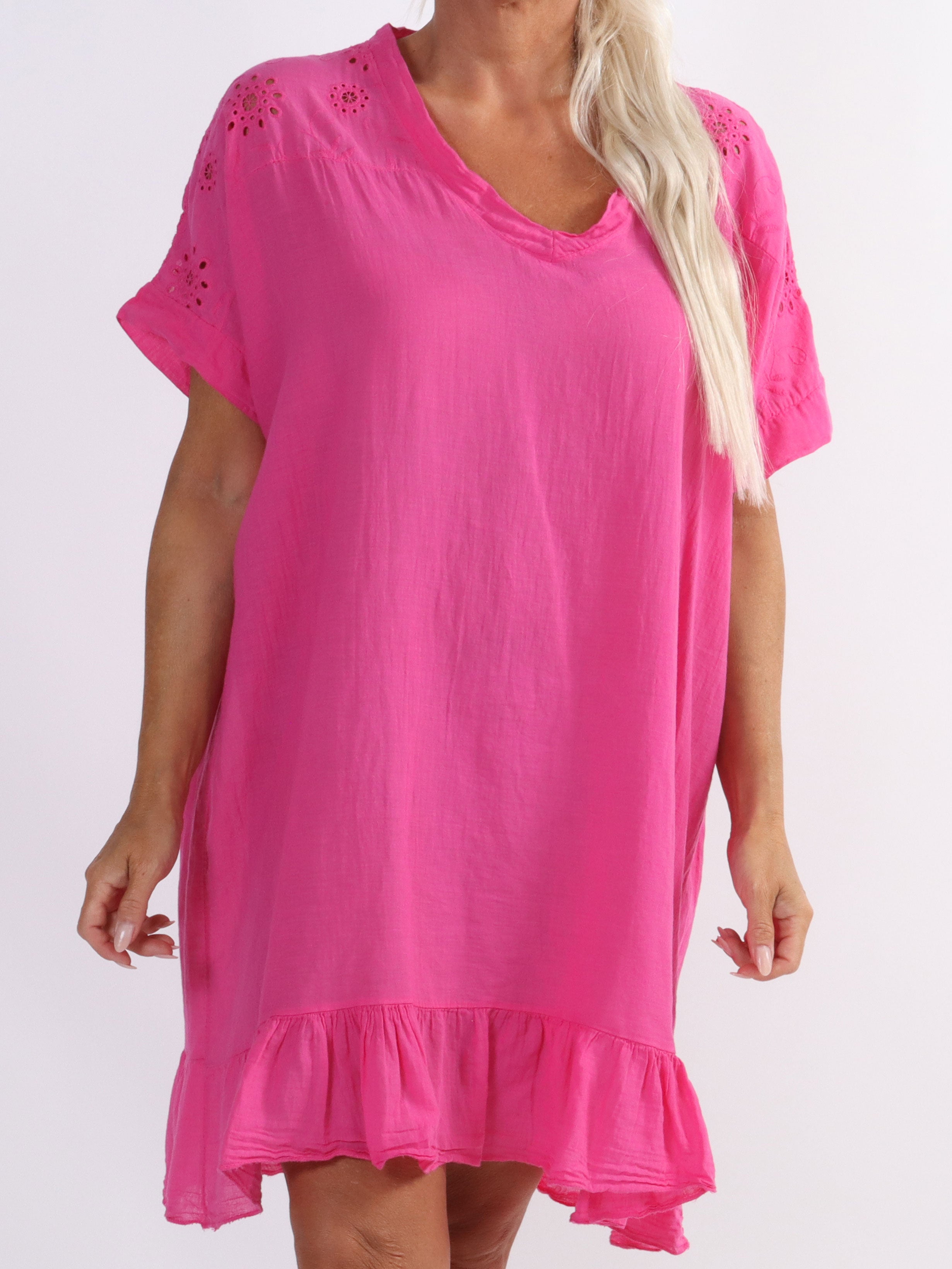 Bine - Simpel plus size kjole med broderie anglaise